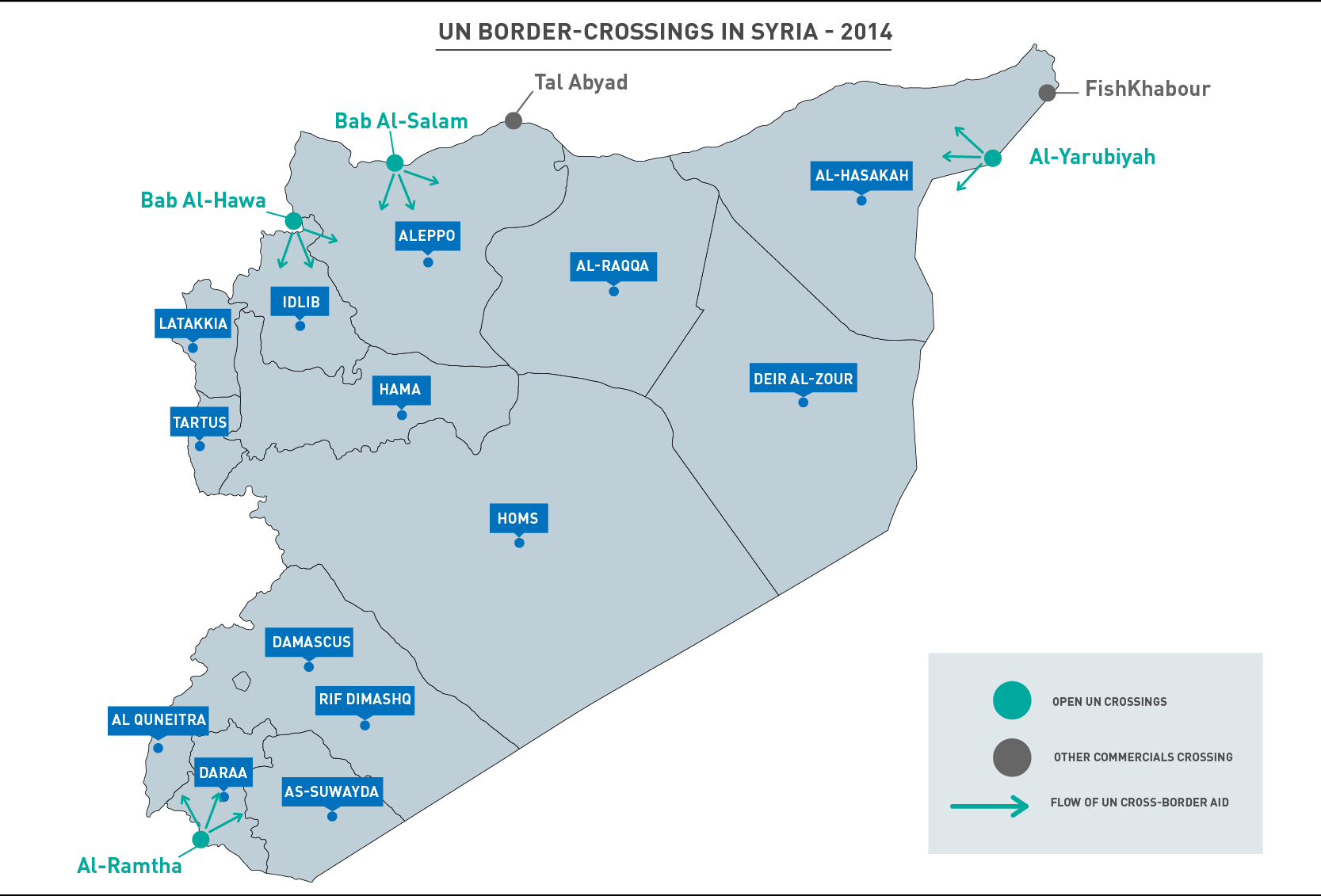 UN border crossing Syria map 2014