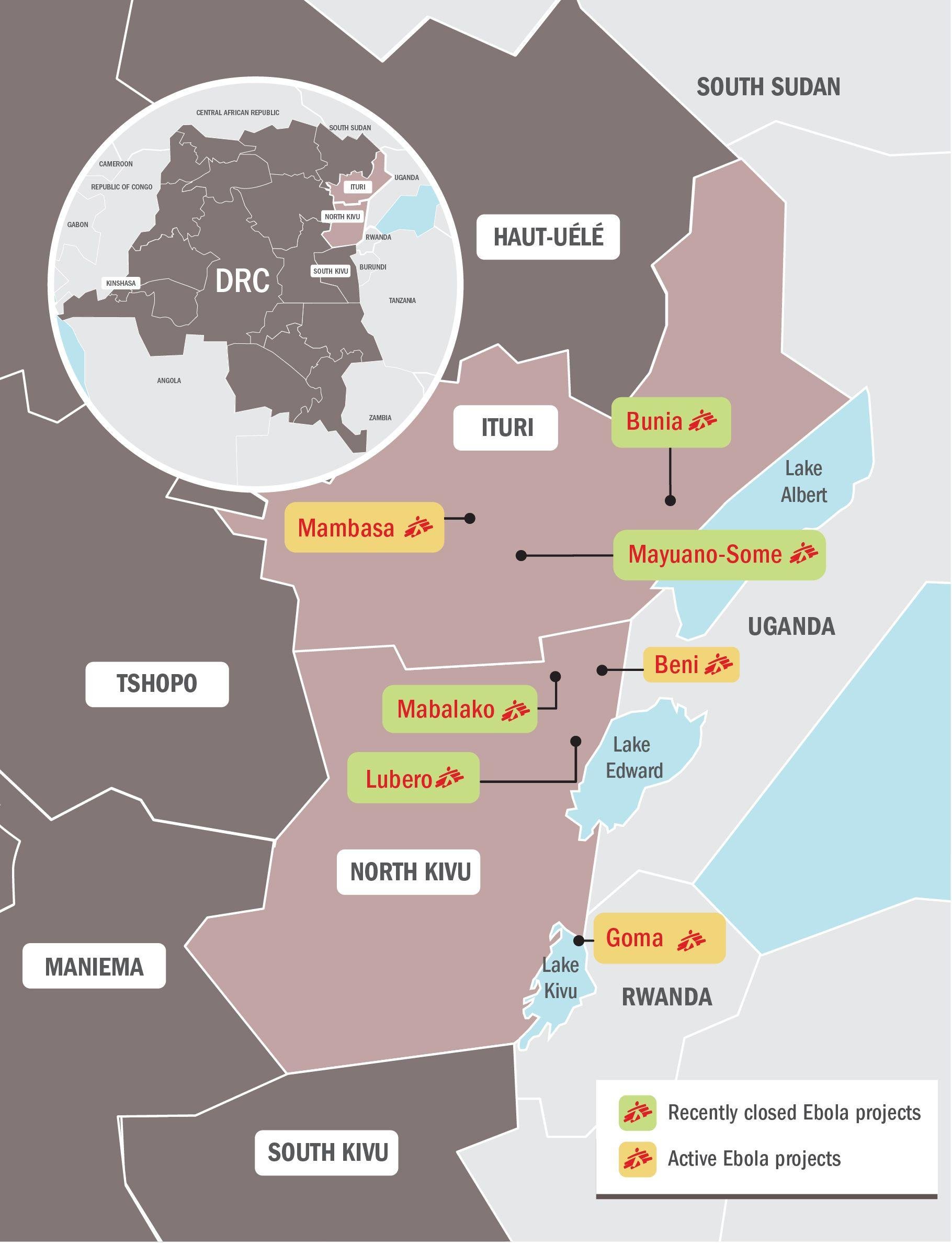 Map of DRC Ebola project locations