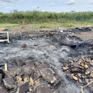 Burnt home in Leer County, South Sudan