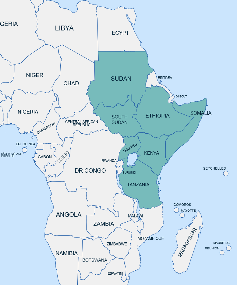 Eastern African countries included in HACE's seasonal calendars.