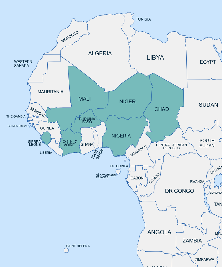 Western African countries included in the seasonal calendars.