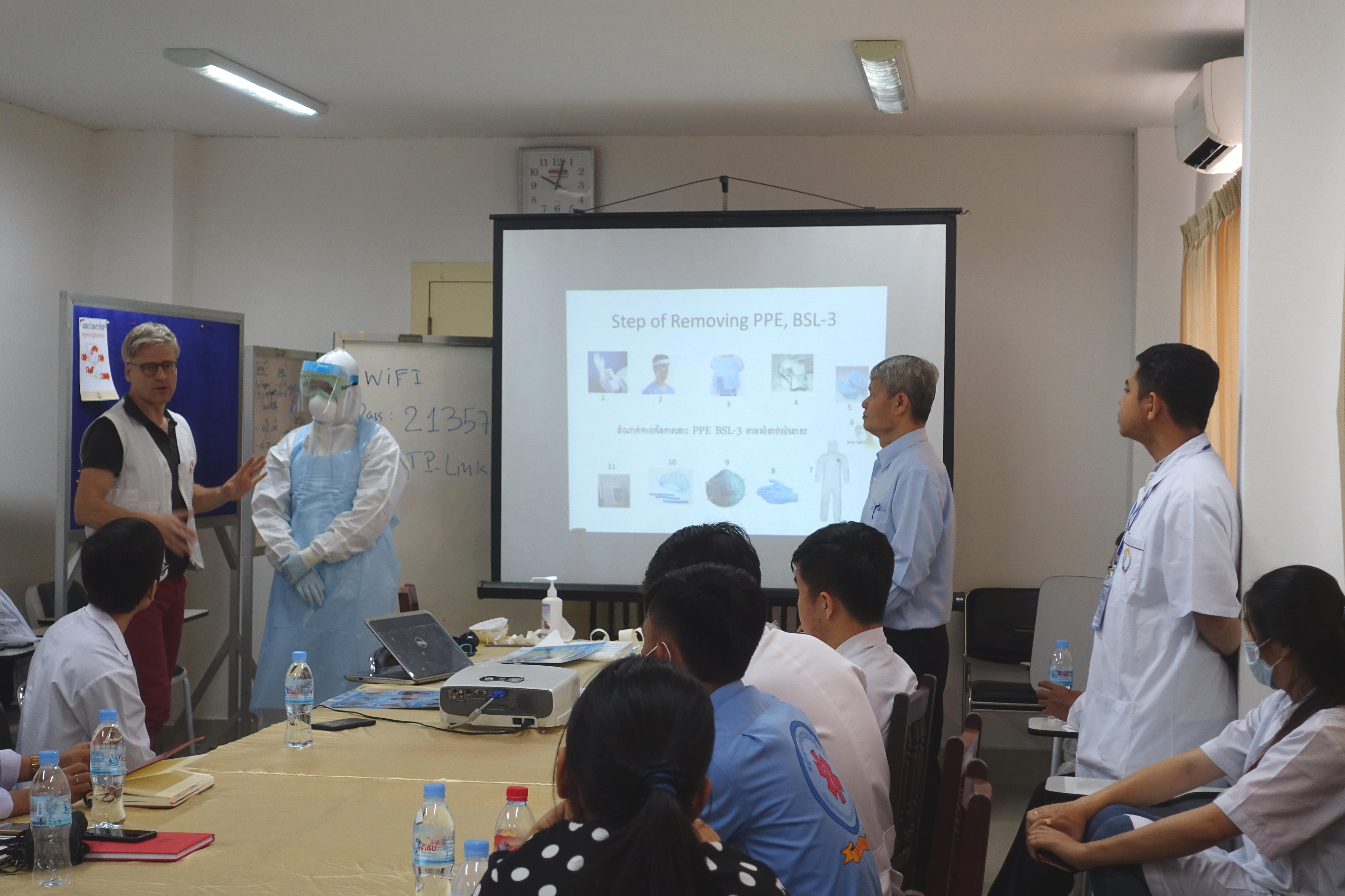 Training session for COVID-19 in Cambodia