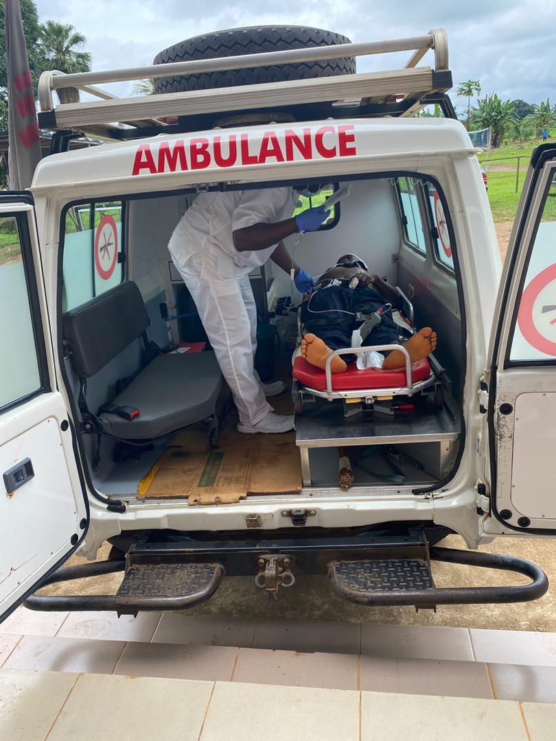 Patient in an MSF ambulance