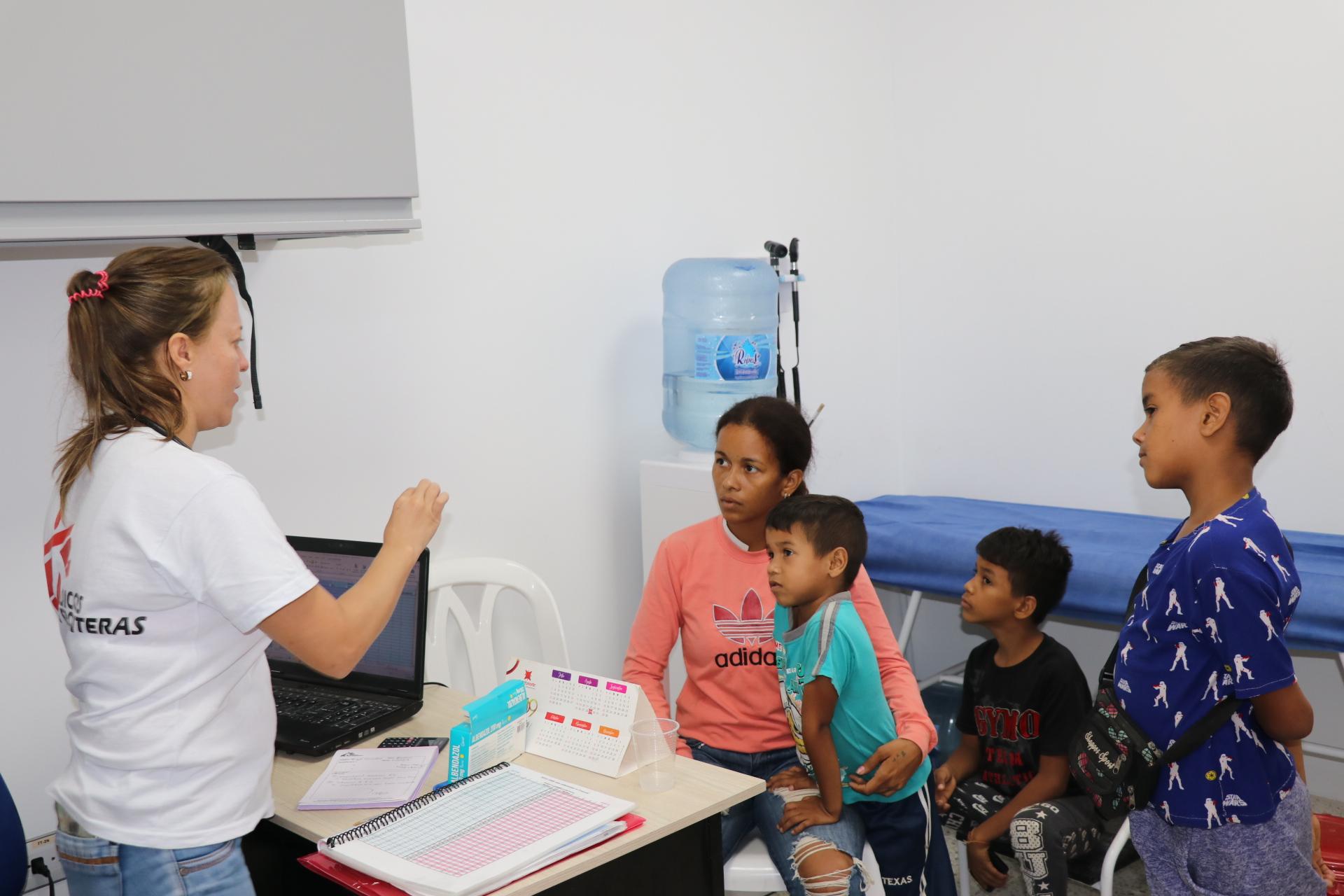 Family receiving medical consultation