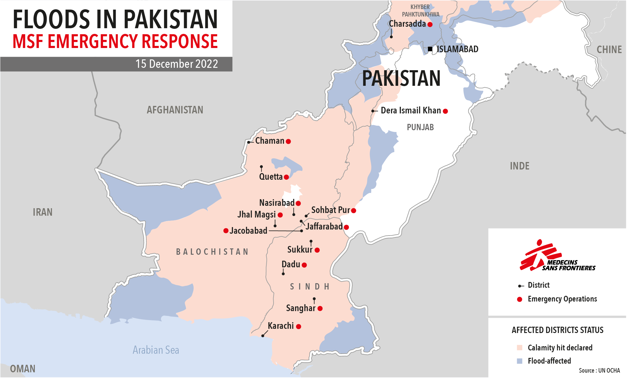 Map of MSF response in Pakistan