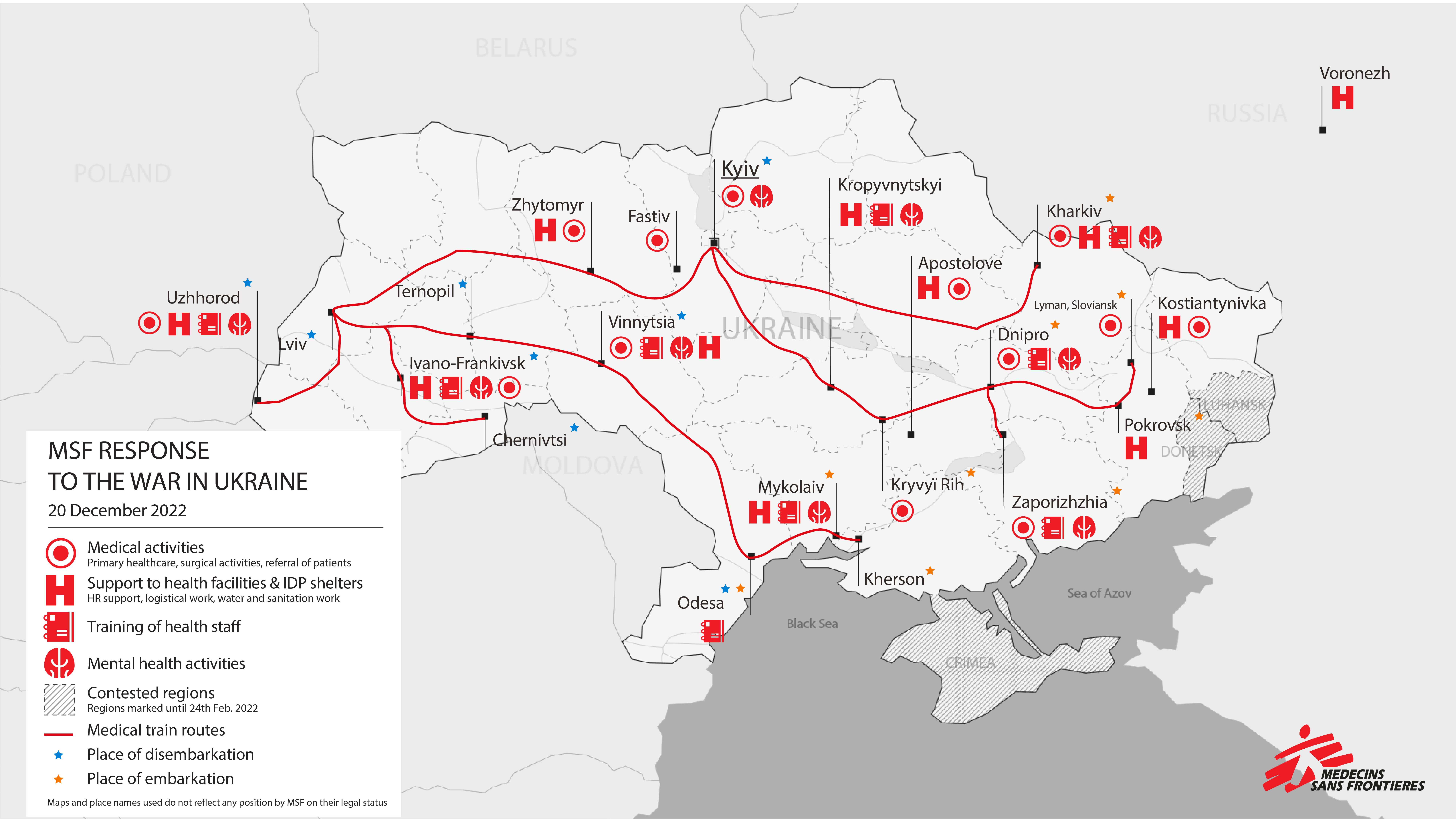 Map of Ukraine activities 