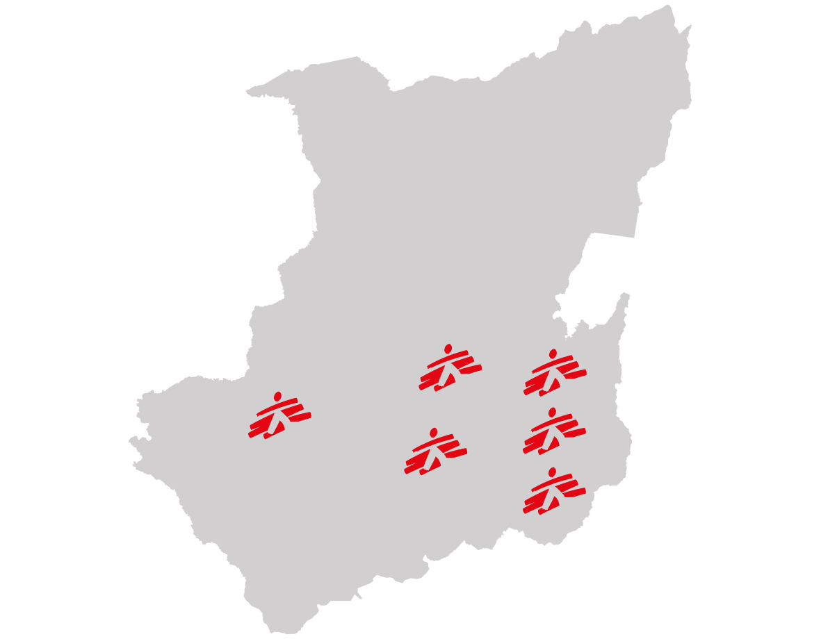 Carte d'actvités de MSF au Nord-Kivu