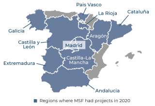 Map of activities in Spain